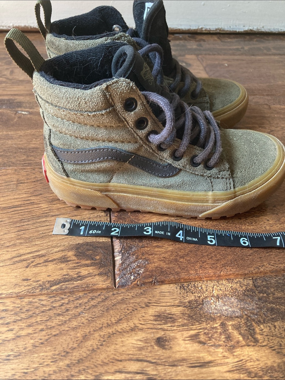Vans Kids High-Top Suede Sneakers in Olive and Brown